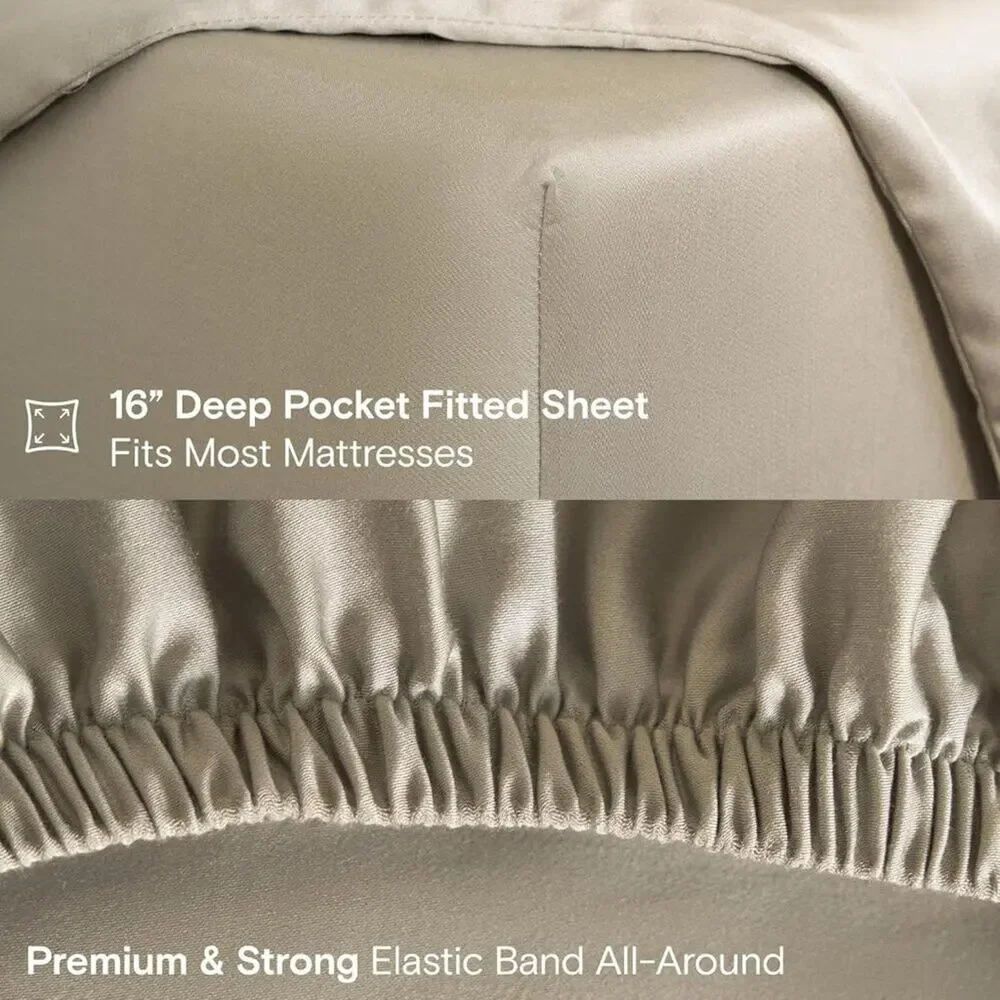 NWT Sijo DOZ Bamboo Sheet Set 3 Piece - 2 Pillowcases 1 Fitted Sheet Fog, Full